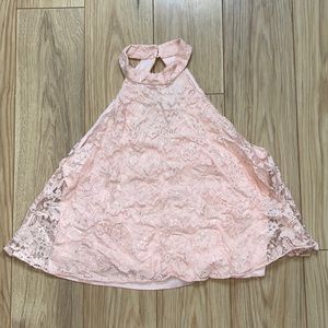 Charlotte Russe Light Pink Lace Halter Neck Blouse